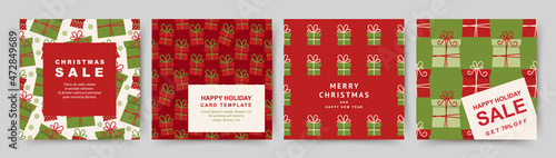 Christmas sale social media post.Festive square templates.Merry Christmas and Happy New Year frame,background,greeting card,poster,cover.Vector illustration for mobile apps,banner design and web ads