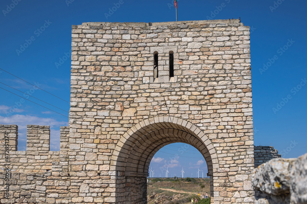 Gateway of old fortress on Cape Kaliakra on the Black Sea coast, Bulgaria