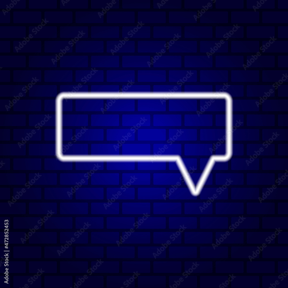 Neon Spech Bubble Banner on Dark Empty Brick Background. Neon Spech Bubble Banner on Dark Empty Brick Background.