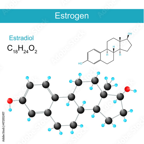 Estrogen or oestrogen molecular chemical structural formula