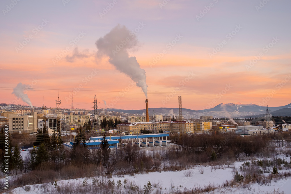 The city of Zlatoust at dawn.