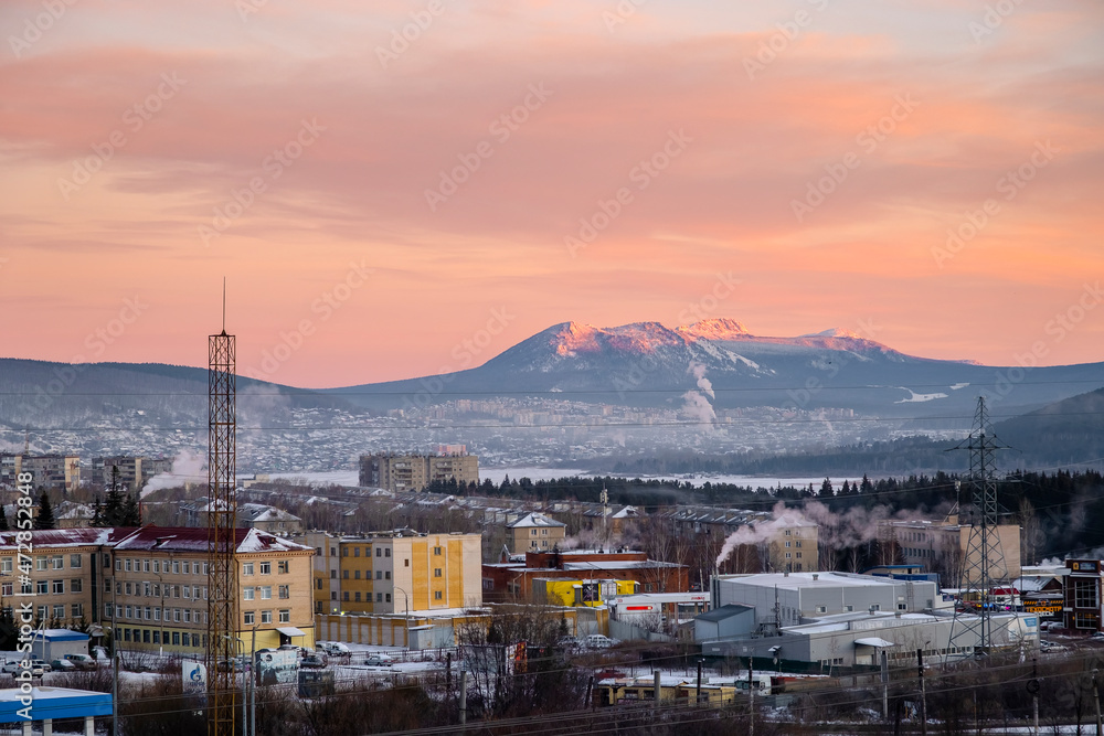 The city of Zlatoust at dawn.