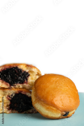 Doughnuts filled with jam close up