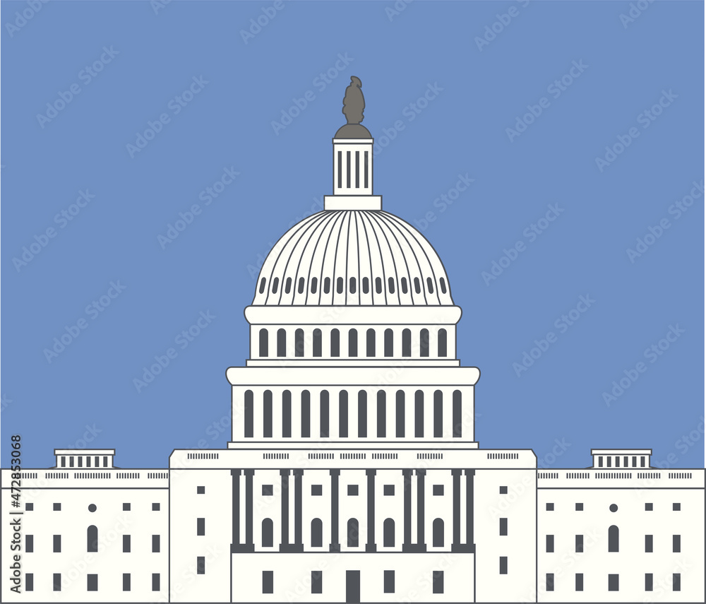 vector icon of united states capitol hill building washington dc
