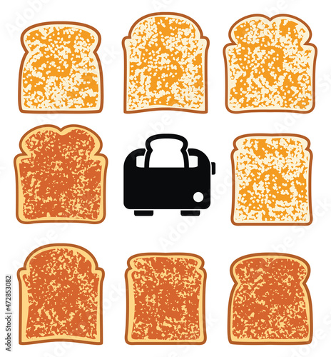 vector toasted bread slices and toaster