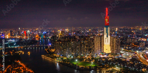 Ho Chi Minh city skyline at night photo