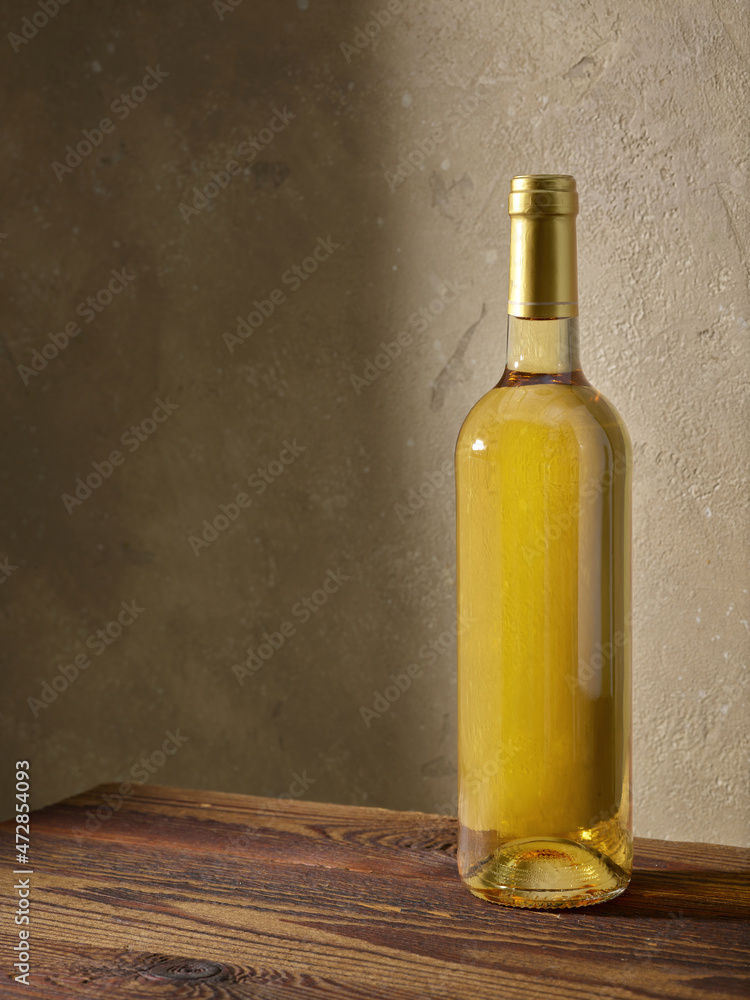 whine bottle on wooden table whine bottle on wooden table