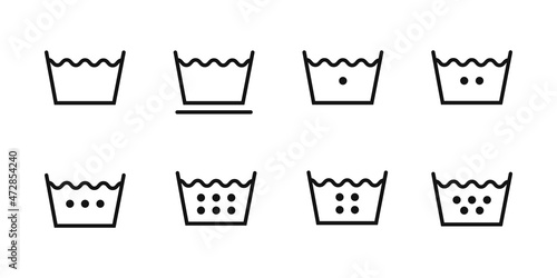 Laundry washing symbols, icons for drying. Vector illustration.