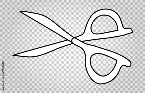 Scissors. Hand-drawn colorless vector illustration