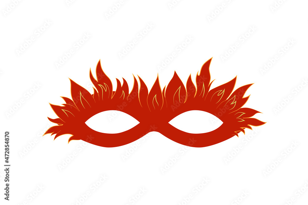 Carnival mask in Venice, Brazil. Vector isolated face decoration with image of flame, bonfire, fire. Accessory for the celebration of a masquerade, costume party, ball. Carnival mask in Venice, Brazil. Vector isolated face decoration with image of flame, bonfire, fire. Accessory for the celebration of a masquerade, costume party, ball.