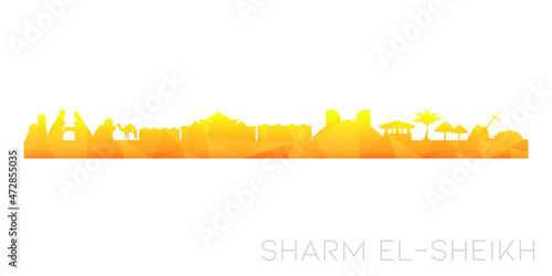 Fényképezés Sharm El-Sheikh, Qesm Sharm Ash Sheikh, South Sinai Governorate, Egypt Low Poly Skyline Clip Art City Design