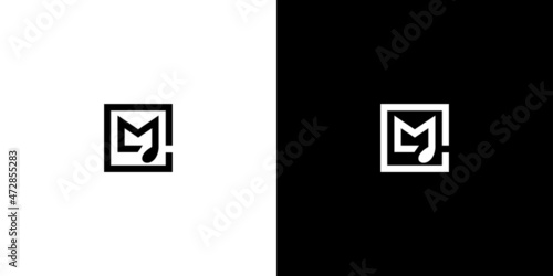 Simple and modern letter CM initials Music logo design 1