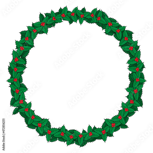Christmas wreath isolated on white. Illustration vector graphic of Christmas wreath good for frame design