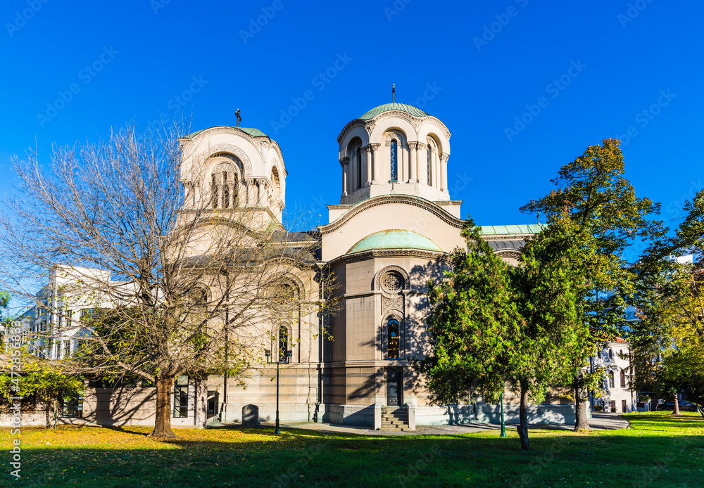 The Church of St. Alexander Nevsky, a Serbian Orthodox church in Belgrade, Serbia.