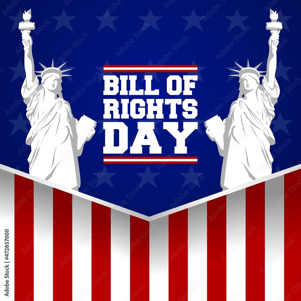 Bill of rights day theme poster. Vector illustration. Suitable for