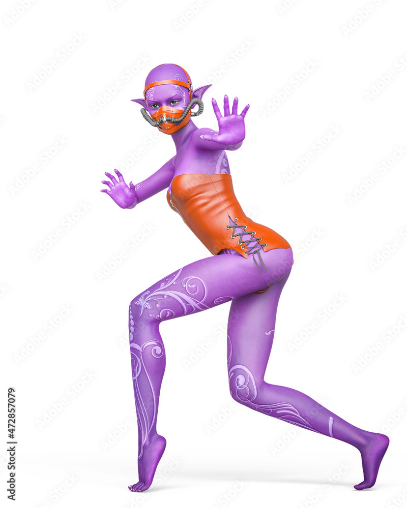 blue elf on action pose in white background blue elf on action pose in white background