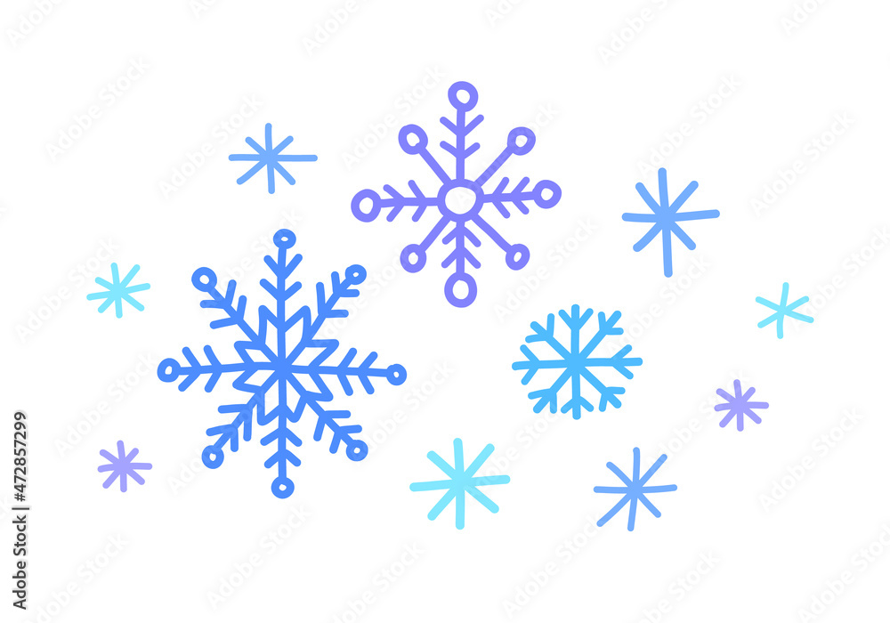 Hand drawn snowflakes ornamental composition. Vector illustration on white. Hand drawn snowflakes ornamental composition. Vector illustration on white.