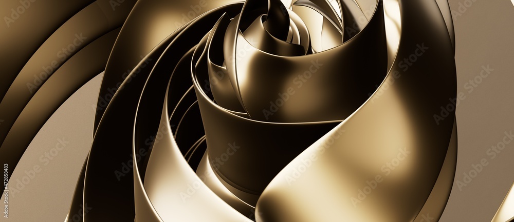 Abstract black background with gold lines