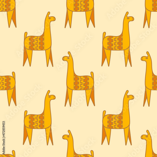 Seamless pattern with llama. Vector Illustration for fabric, textile