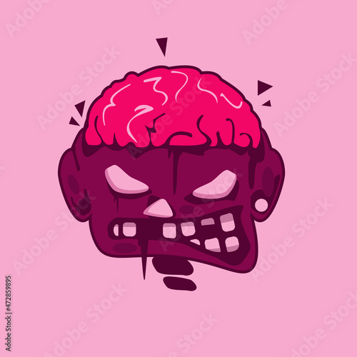 funny head zombie with brain 