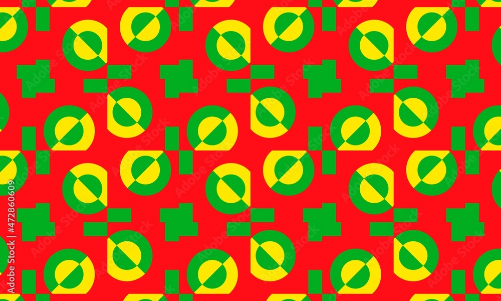 Abstract colorful geometric pattern with green, red, yellow, black colors. Good for Kwanzaa, Black History month, Juneteenth background, greeting card, invitation. Abstract colorful geometric pattern with green, red, yellow, black colors. Good for Kwanzaa, Black History month, Juneteenth background, greeting card, invitation.