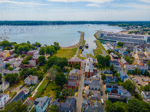 Stampa su tela Salem Maritime National Historic Site and Salem Harbor aerial view in city of Salem, Massachusetts MA, USA