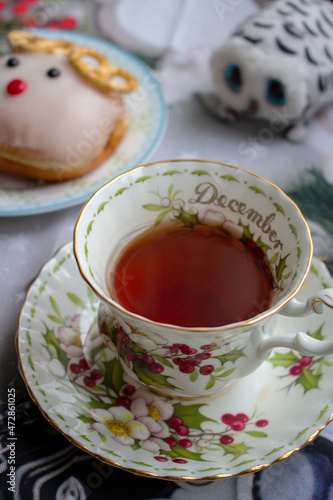 Christmas december tea cup breakfast