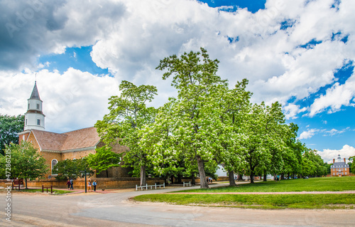 Panoramic view of colonial downtown in Williamsburg Virginia  photo