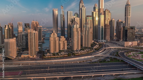 Dubai Marina highway intersection spaghetti junction morning timelapse © neiezhmakov