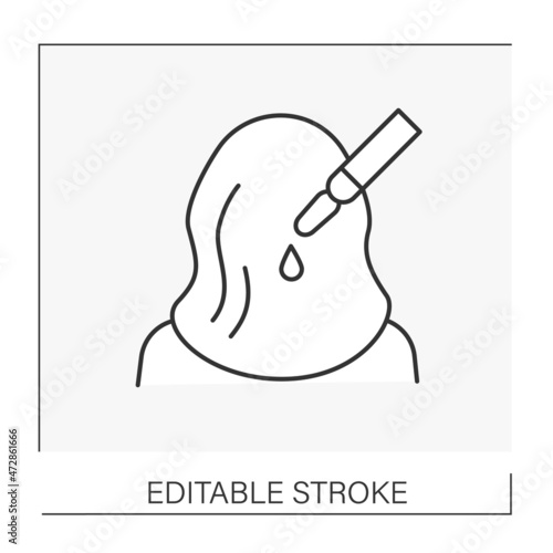 Natural cosmetic line icon. Hair beauty procedure. Serum to moisturize and strengthen hair.Cosmetology concept. Isolated vector illustration. Editable stroke
