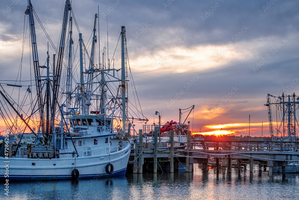 Fishing boats on Port Royal Sound, Port Royal, South Carolina