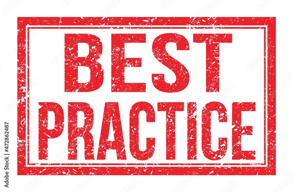 BEST PRACTICE, words on red rectangle stamp sign