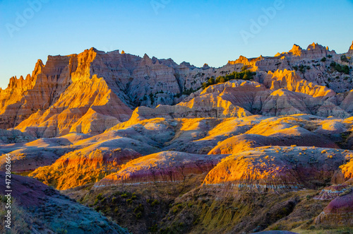 USA  South Dakota  Badlands National Park  yellow mounds
