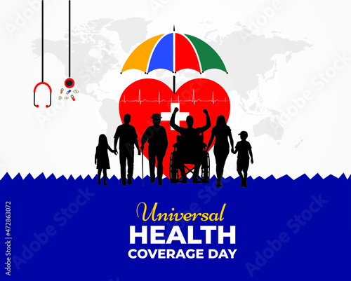 International Universal Health Coverage Day. December 12. Template for background, banner, card, poster with text inscription. Vector illustration.