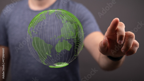 Green 3D Planet Concept, re...