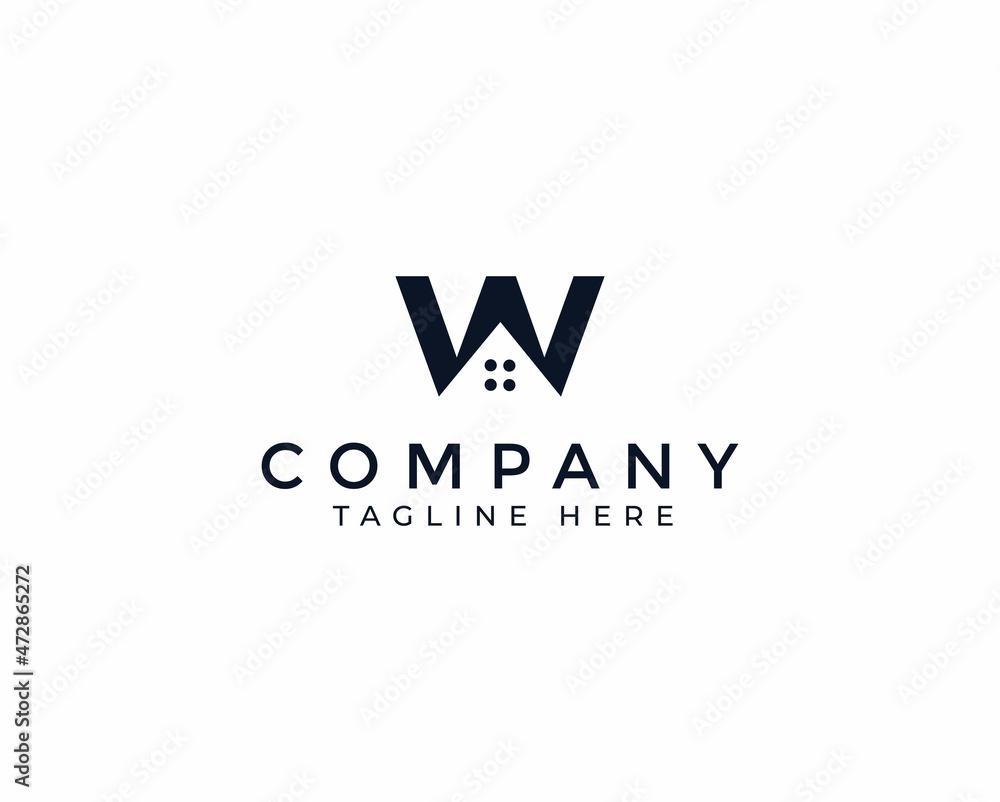 W Letter Real Estate Business Logo Template, Building, Property Development, and Construction Logo Vector Design Eps 10 with luxury gold color