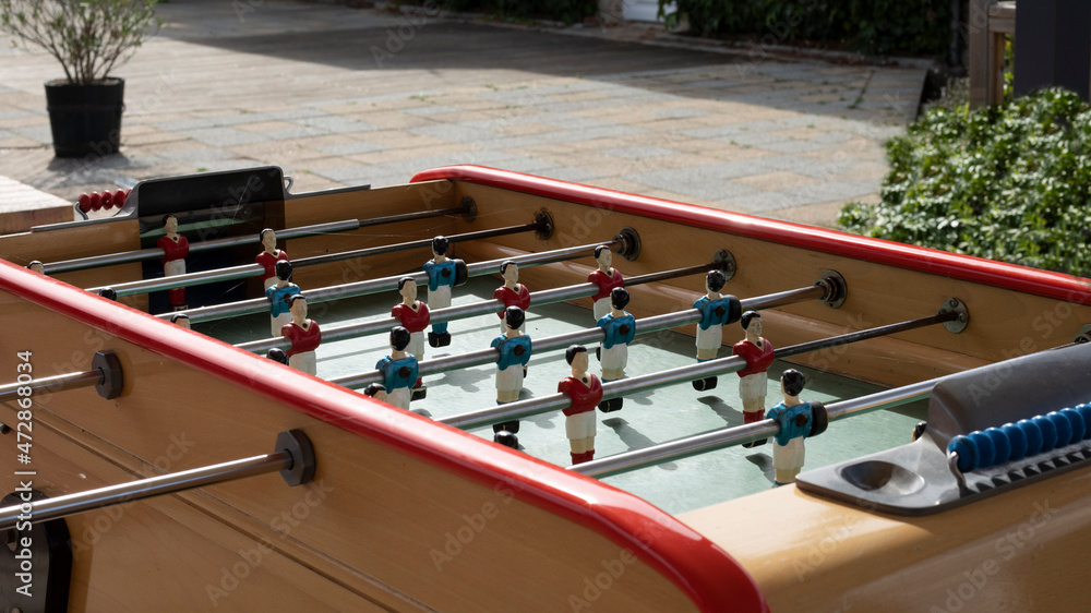 Football table game close up