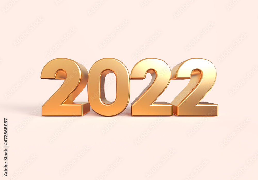 2022 golden letters, new year concept 3d illustration isolated 2022 golden letters, new year concept 3d illustration isolated