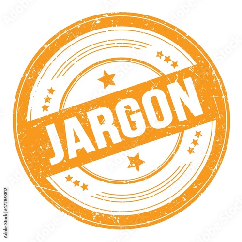 JARGON text on orange round grungy stamp.