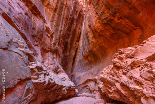 USA, Utah, Grand Staircase Escalante National Monument, Colorful, eroded sandstone of Singing Canyon which is a side branch of Long Canyon. photo
