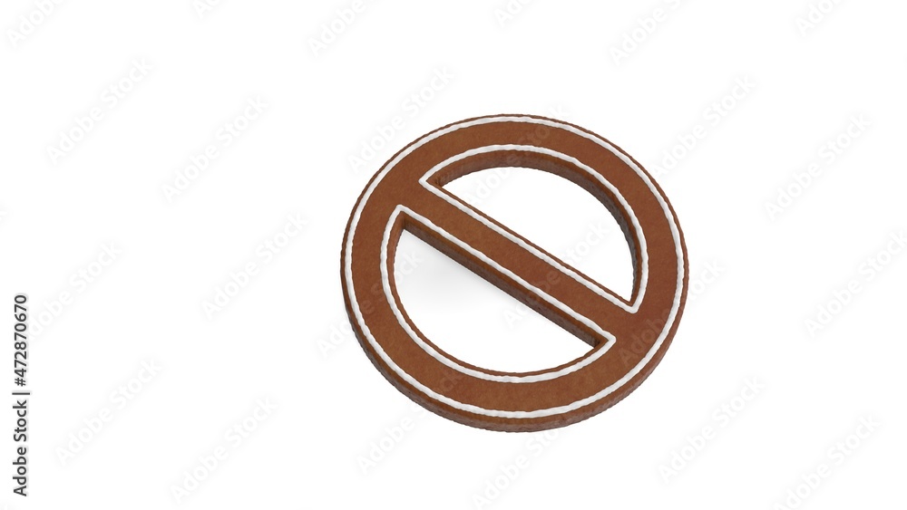 3d rendering of gingerbread symbol of ban isolated on white background 3d rendering of gingerbread symbol of ban isolated on white background