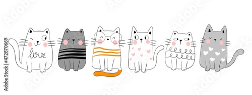 set of cats illustration