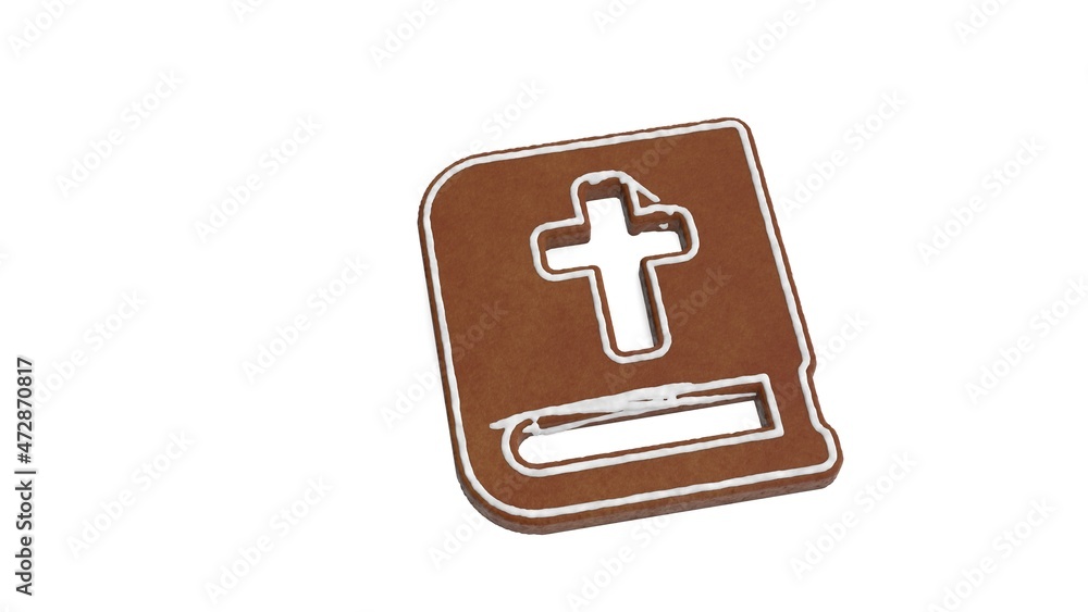 Obraz premium 3d rendering of gingerbread symbol of bible isolated on white background