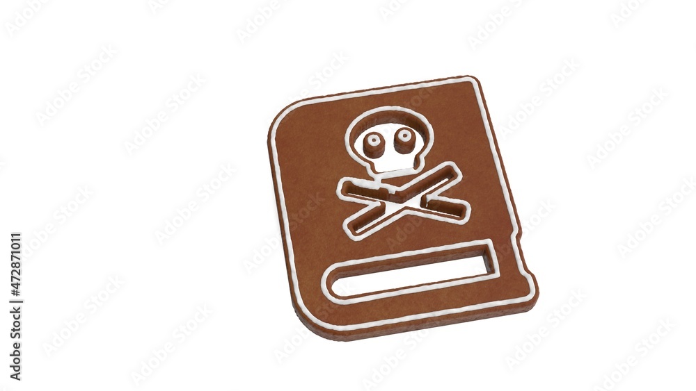 3d rendering of gingerbread symbol of book dead isolated on white background 3d rendering of gingerbread symbol of book dead isolated on white background