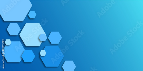 Blue tones, hexagon background