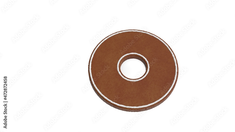 3d rendering of gingerbread symbol of dot circle isolated on white background 3d rendering of gingerbread symbol of dot circle isolated on white background
