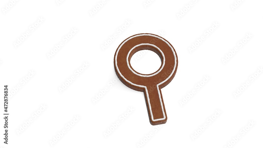 3d rendering of gingerbread symbol of neuter isolated on white background 3d rendering of gingerbread symbol of neuter isolated on white background