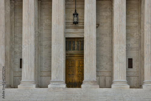 USA, District of Columbia, Washington. The door of the US Supreme Court Building