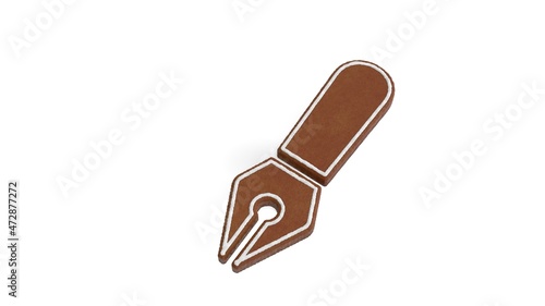 3d rendering of gingerbread symbol of pen fancy isolated on white background