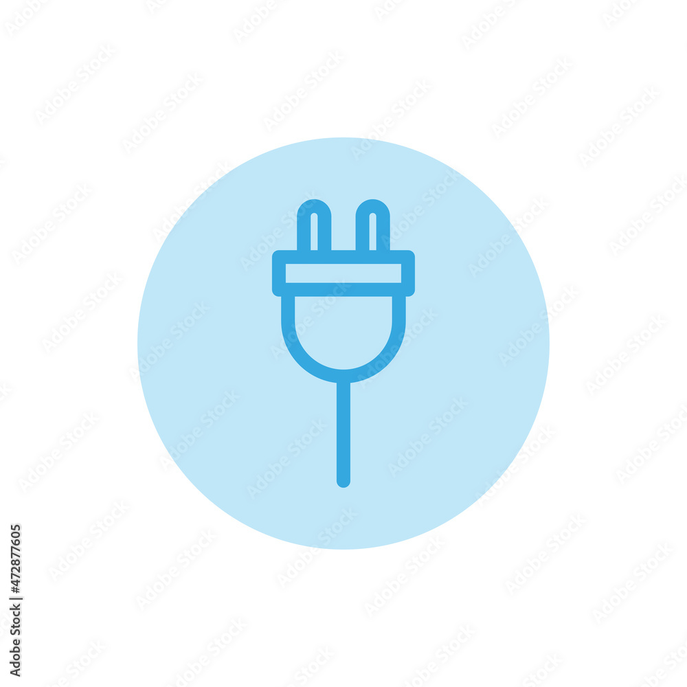Blue plug icon vector on white background Blue plug icon vector on white background